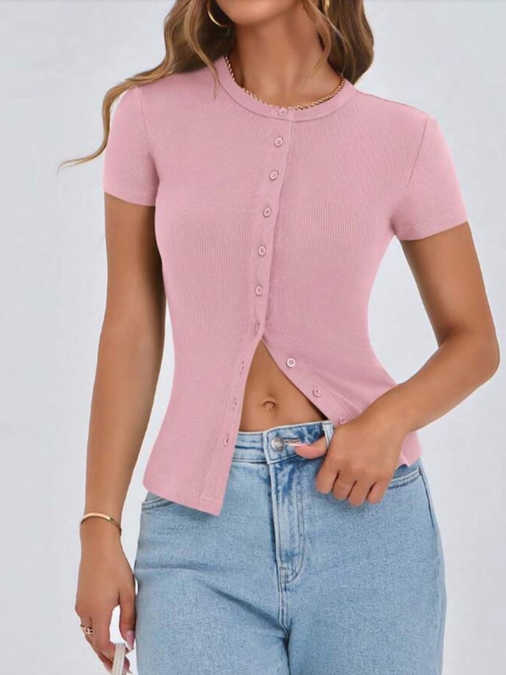 Pink button down top - Picture 5 of 5